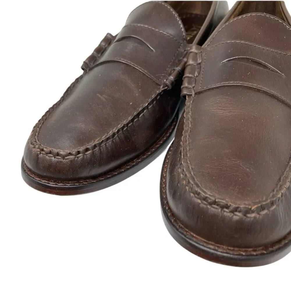J Crew Camden Loafers Mens 12 Brown Leather Sole‎ Penny Preppy BJ009
